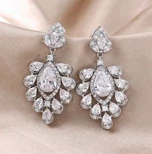 "Octavia" - Silver Cubic Zirconia Bridal Earrings