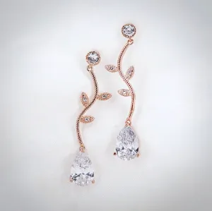 "Selycia" - CZ Vine Bridal Earrings - Available in Silver, Rose Gold and Yellow Gold