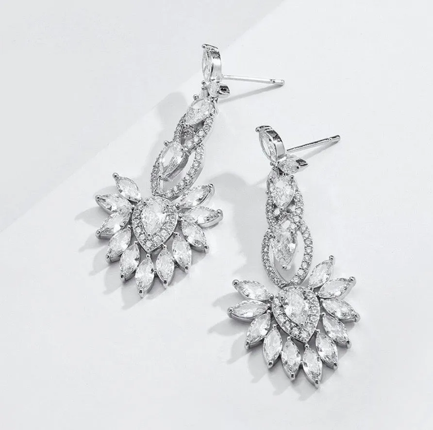 "Tatiana" - Silver Cubic Zirconia Bridal Earrings