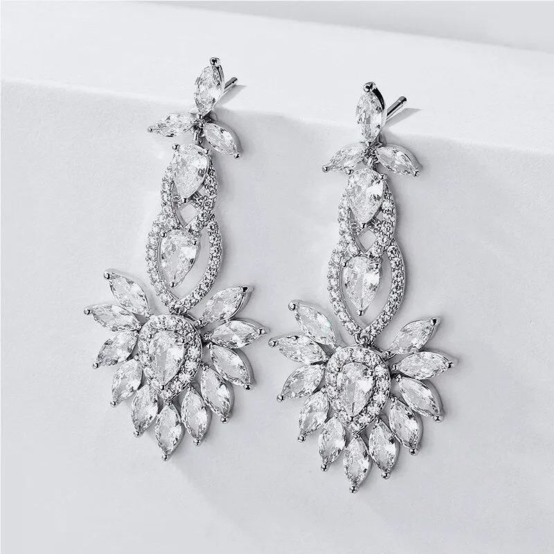 "Tatiana" - Silver Cubic Zirconia Bridal Earrings