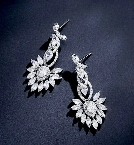 "Tatiana" - Silver Cubic Zirconia Bridal Earrings