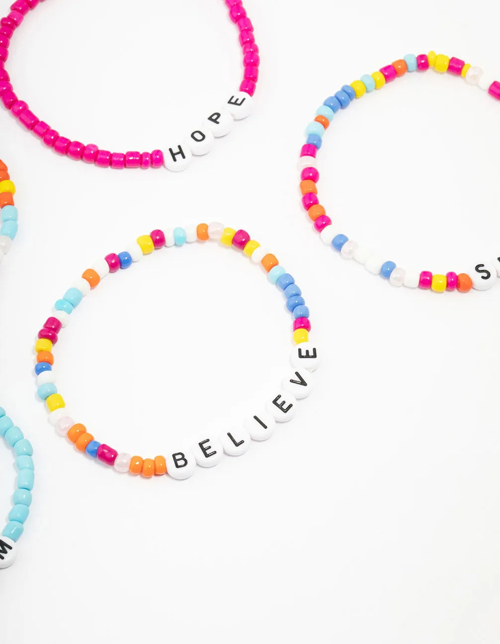 Rainbow Love & Brave Beaded Friendship Bracelet 5-Pack