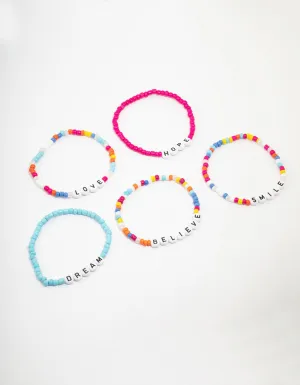 Rainbow Love & Brave Beaded Friendship Bracelet 5-Pack