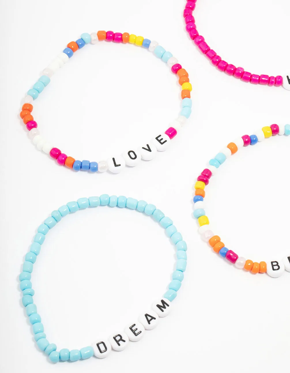 Rainbow Love & Brave Beaded Friendship Bracelet 5-Pack