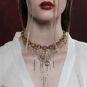 RESTLESS. Pierced Dazzle Chain Collar - Gold