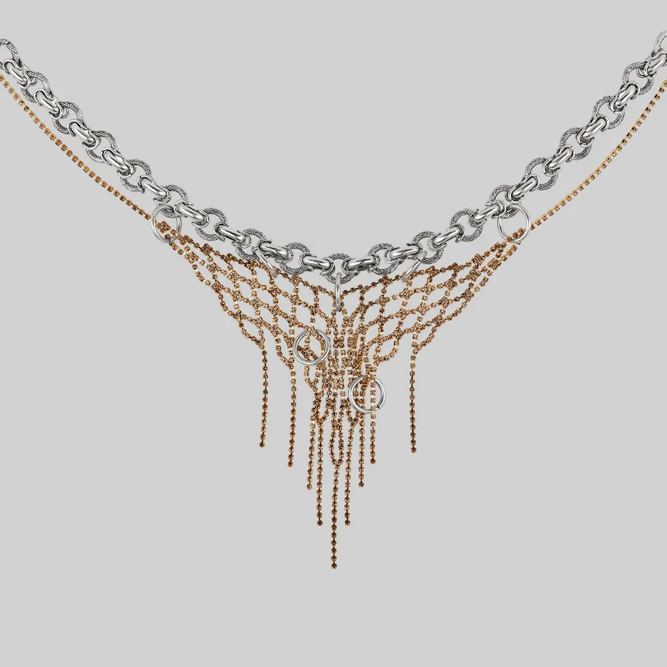 RESTLESS. Pierced Dazzle Chain Collar - Silver