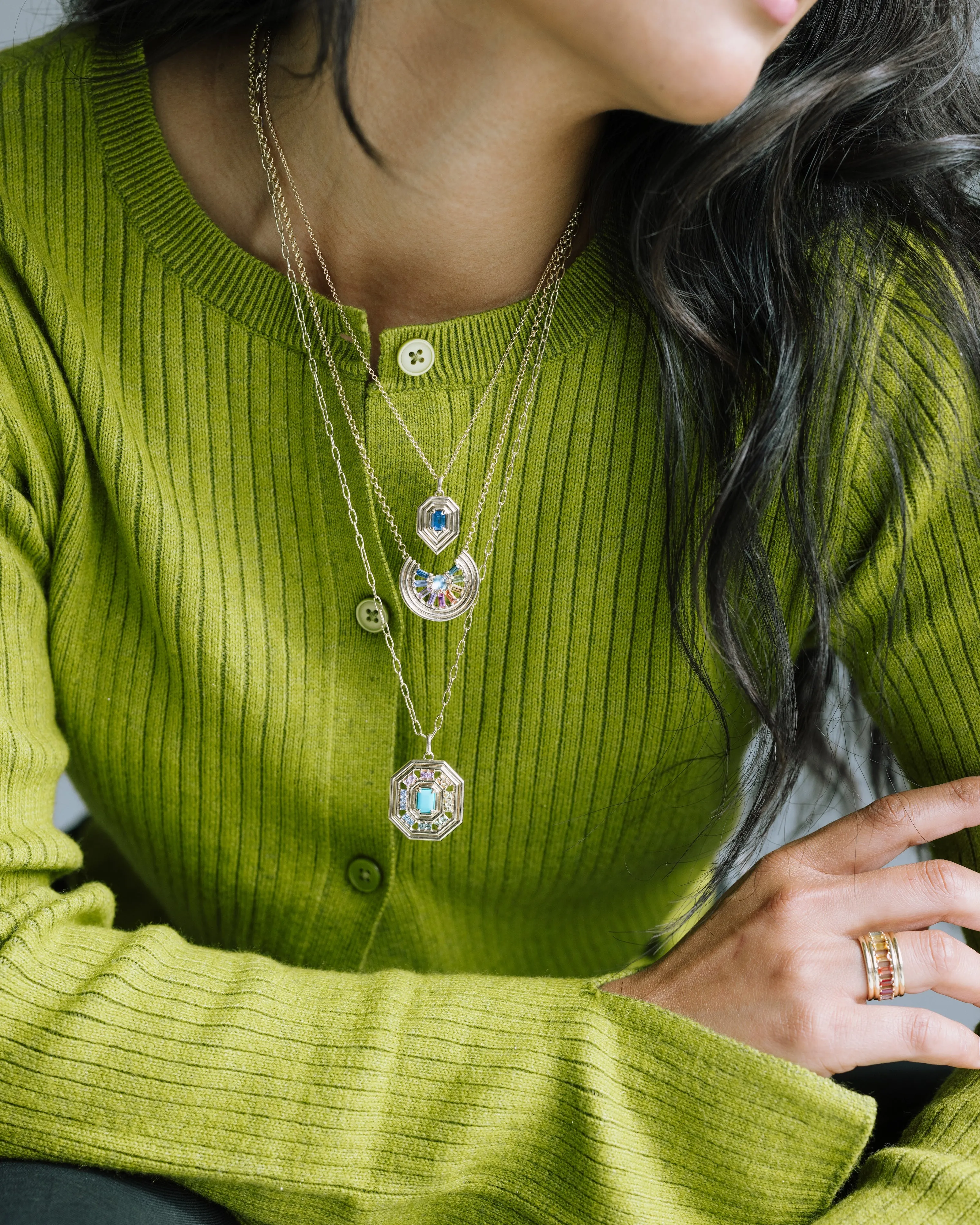 Revival Nouveau Rainbow Sapphire & Turquoise Necklace