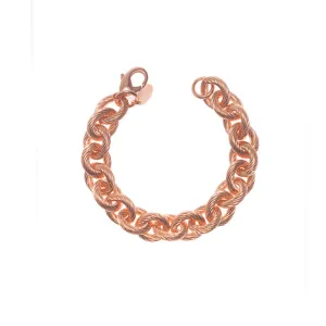 Ribbed Link Rose Tone Bracelet