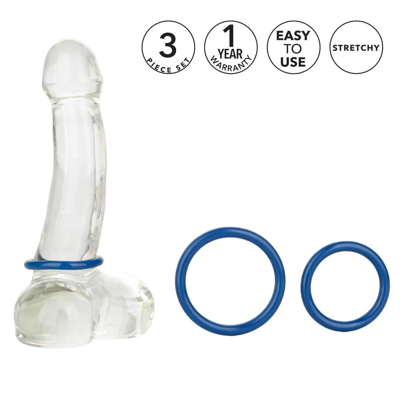 Rings! Tri Rings Cock Ring Set (3 Piece Set) - Blue