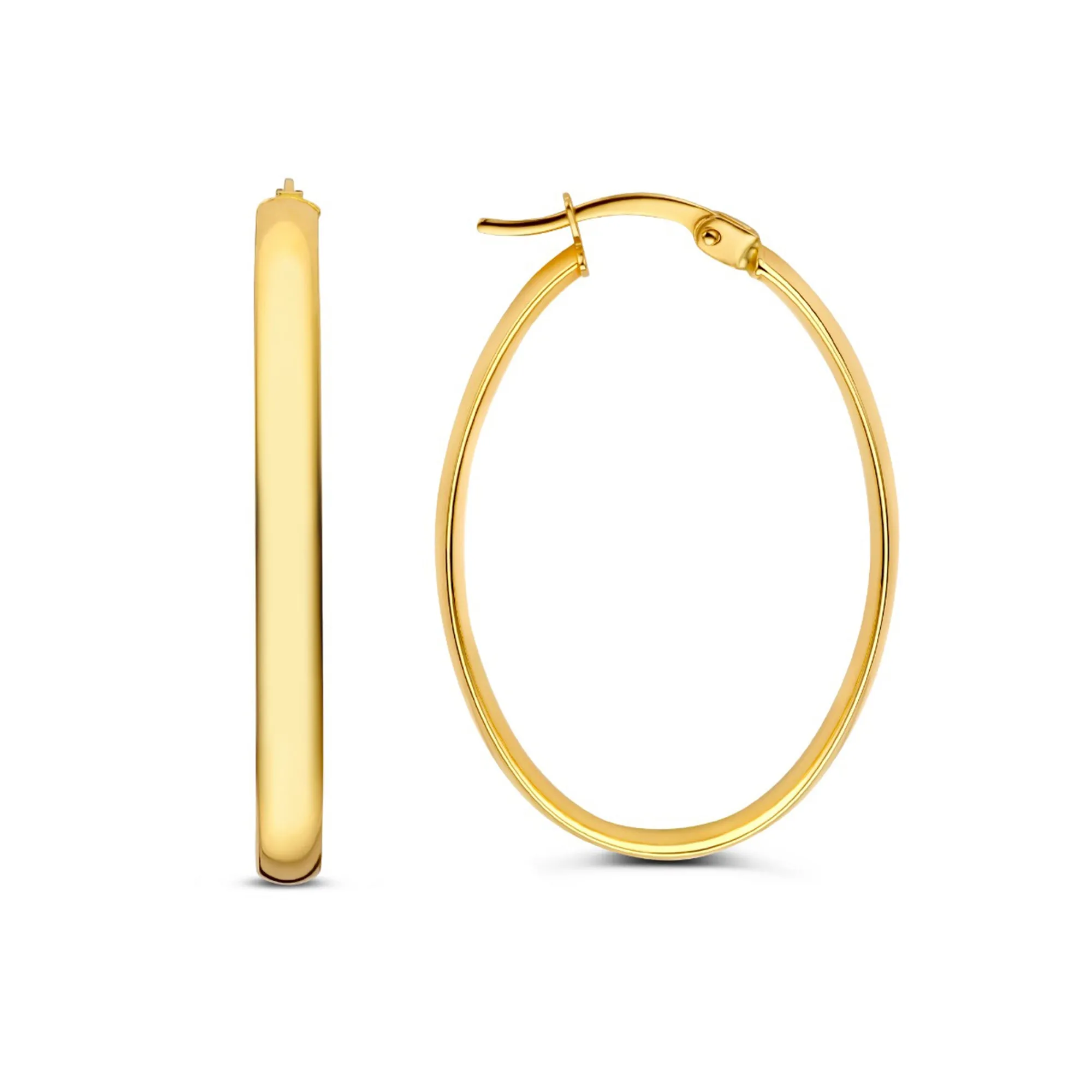 Rivoli Flori 14 karat gold oval hoop earrings (32 mm)