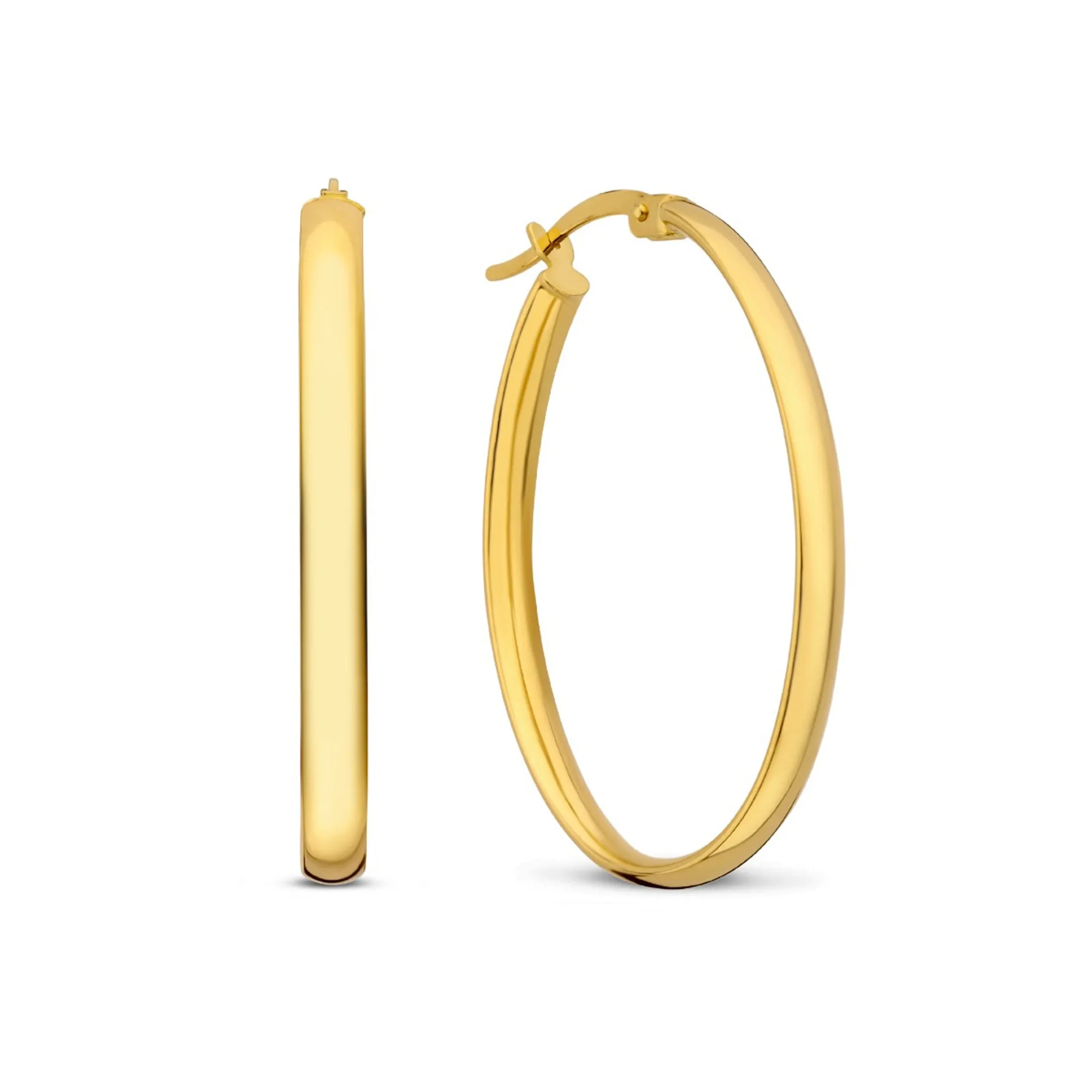 Rivoli Flori 14 karat gold oval hoop earrings (32 mm)