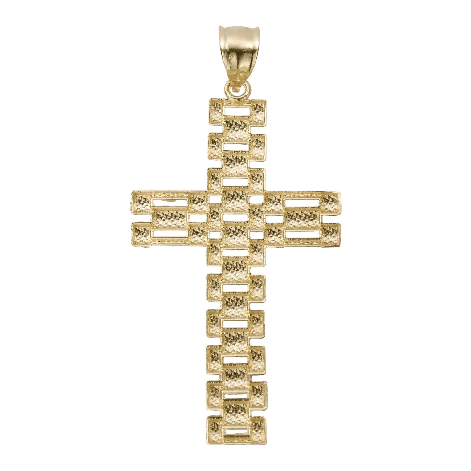 Rlx Railroad Cross Textured Pendant 10K Yellow Gold