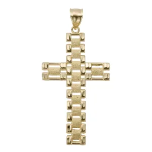 Rlx Railroad Cross Textured Pendant 10K Yellow Gold