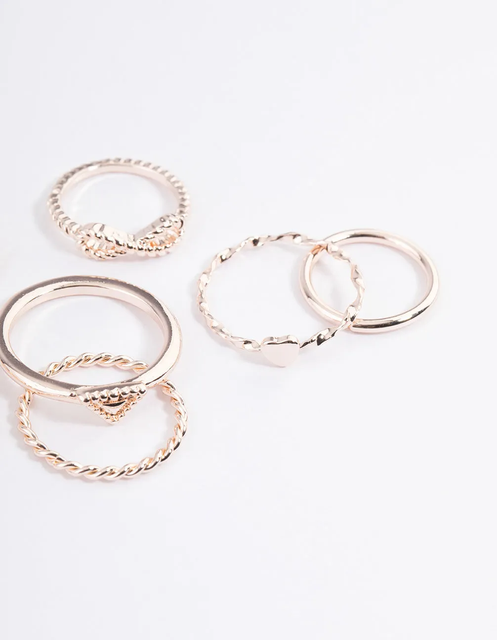 Rose Gold Infinity & Heart Ring 8-Pack