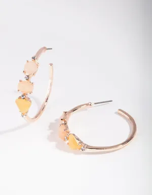 Rose Gold Small Stone Hoop Earring