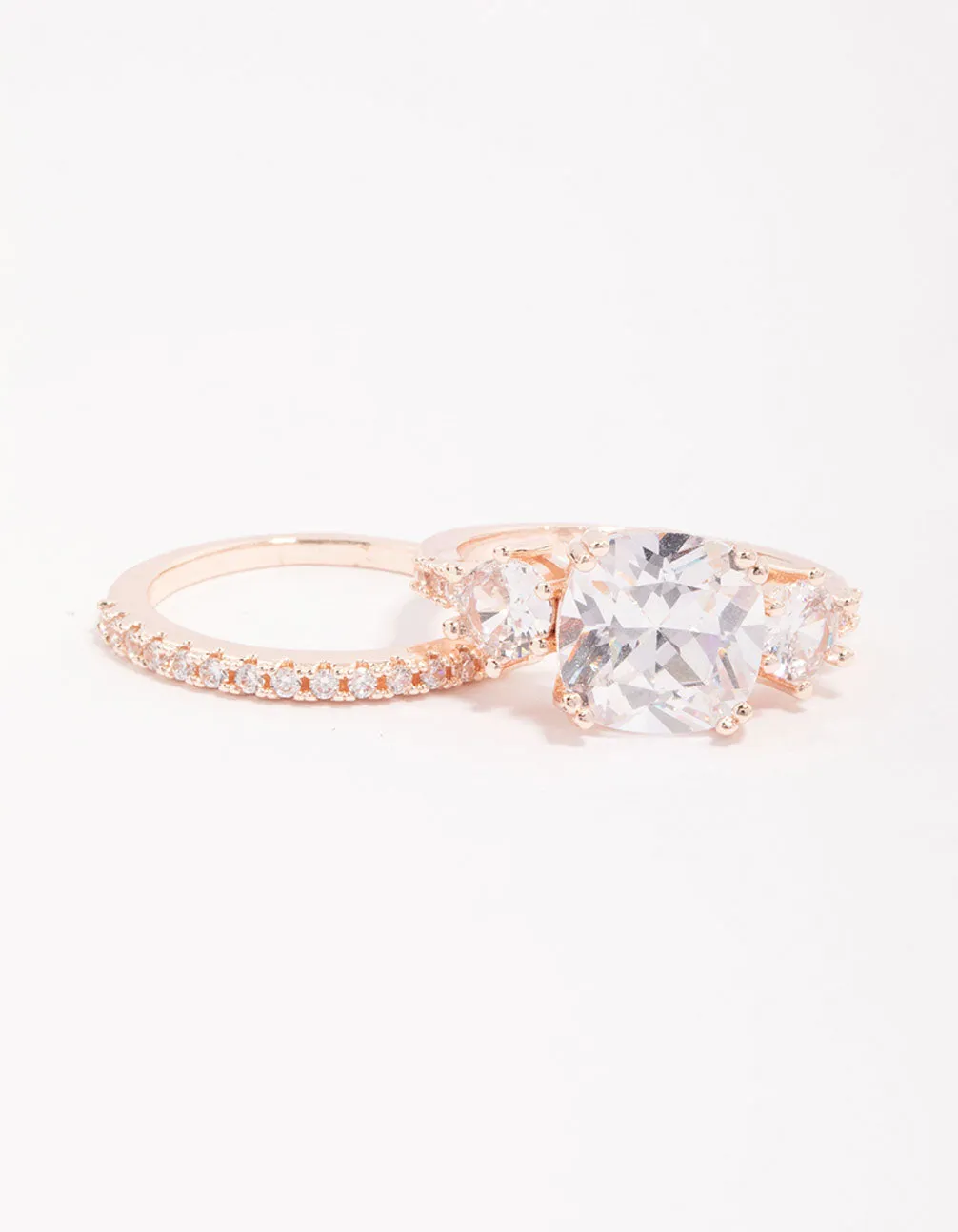 Rose Gold Triple Stone Ring Set