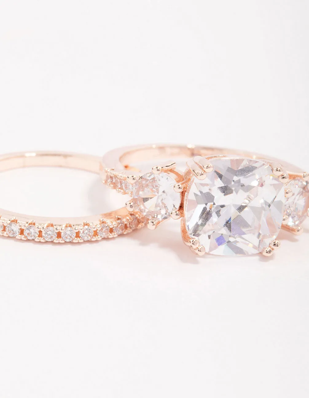 Rose Gold Triple Stone Ring Set