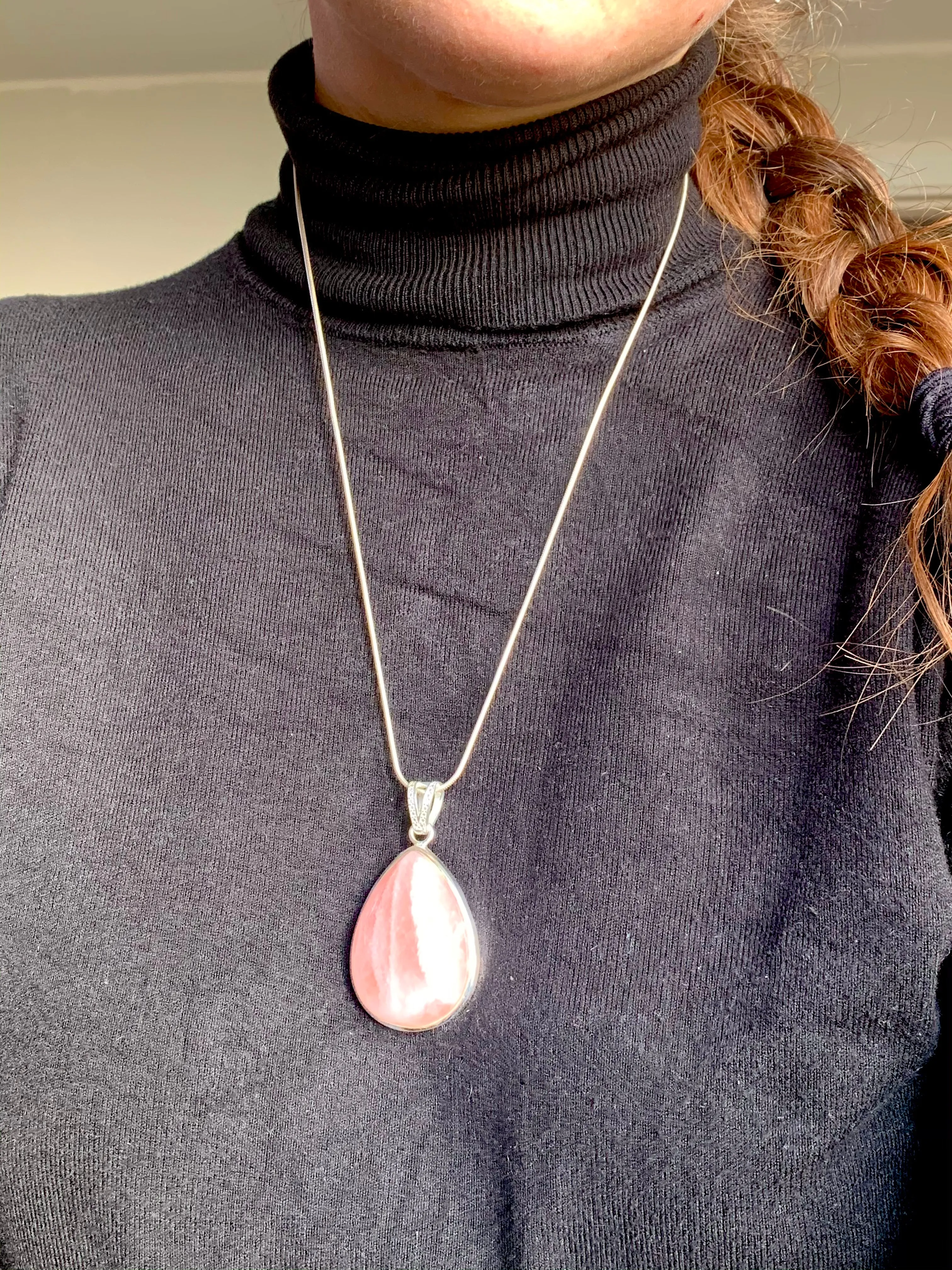 Rose Quartz Clarissa Pendant - Large Teardrop (One of a kind)