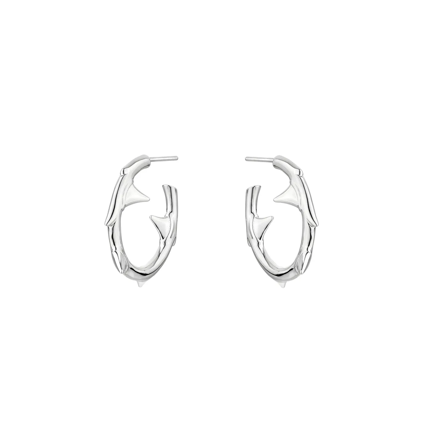 Rose Thorn Small Hoop Earrings - Silver