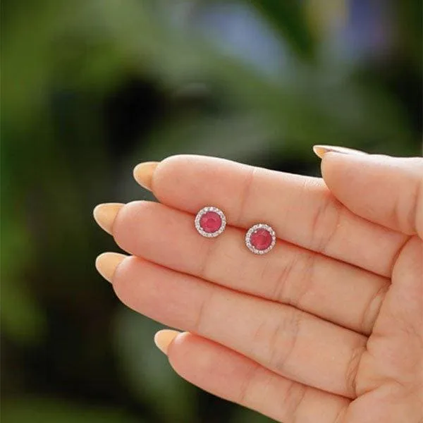 Ruby Earrings Halo Small