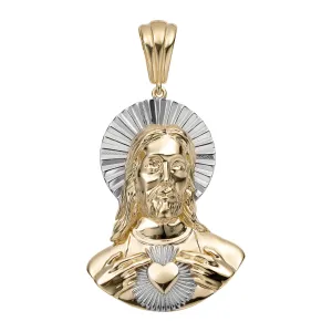 Sagrado Corazon Sacred Heart of Jesus Pendant 14K Yellow Gold