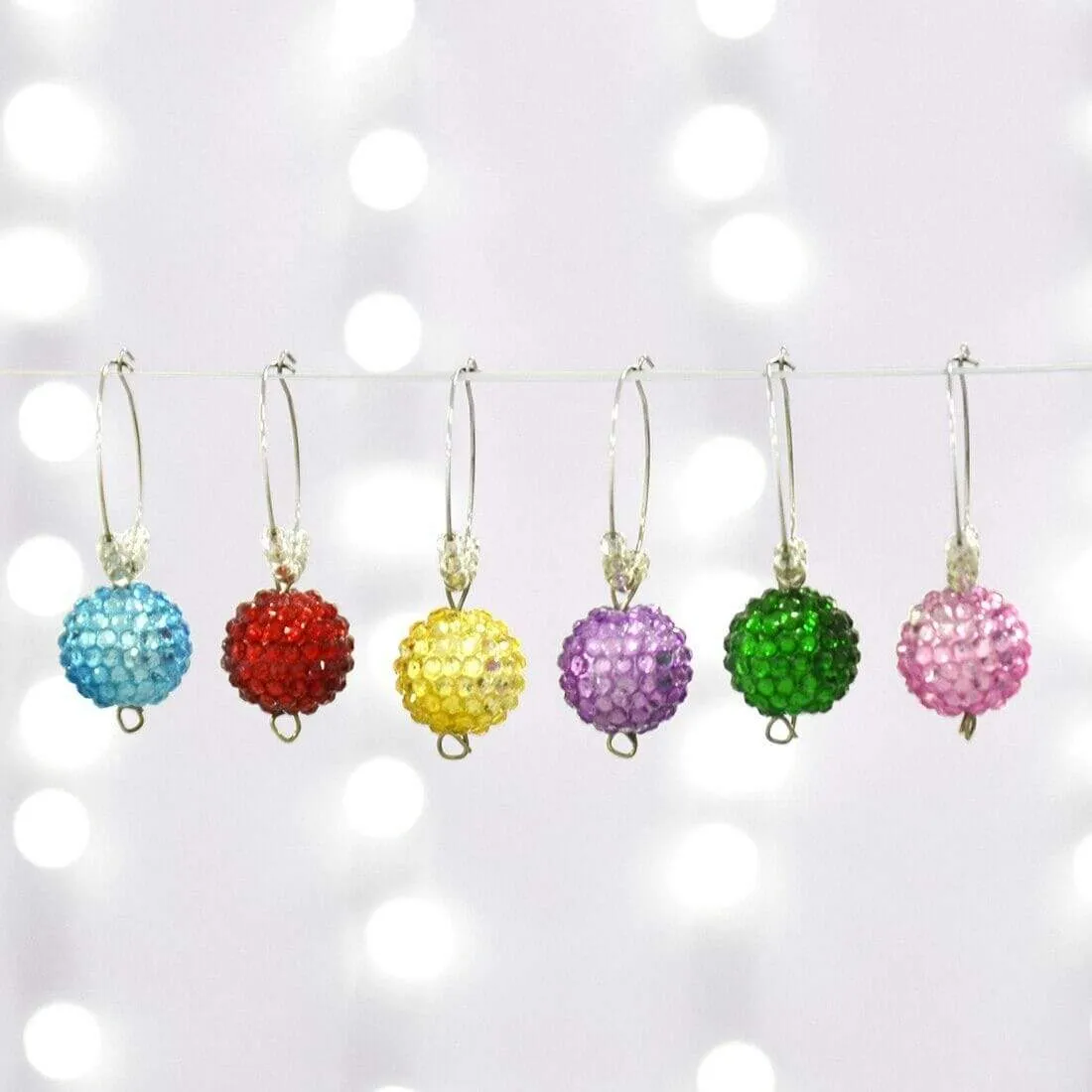 Set of 6 Novelty Glass Charms Party Wine Cocktails Gin Gift