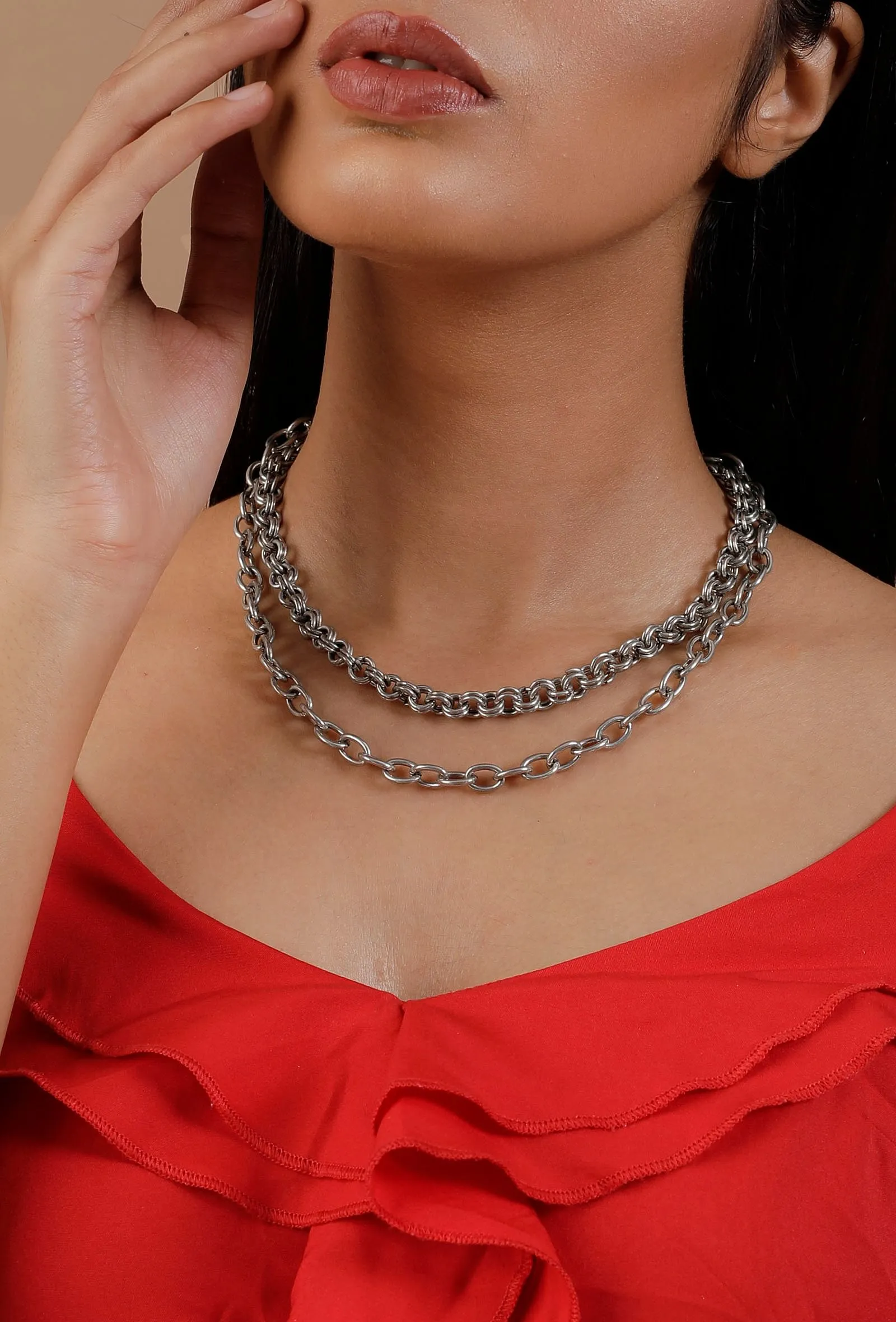 Silver Double Layered Chain