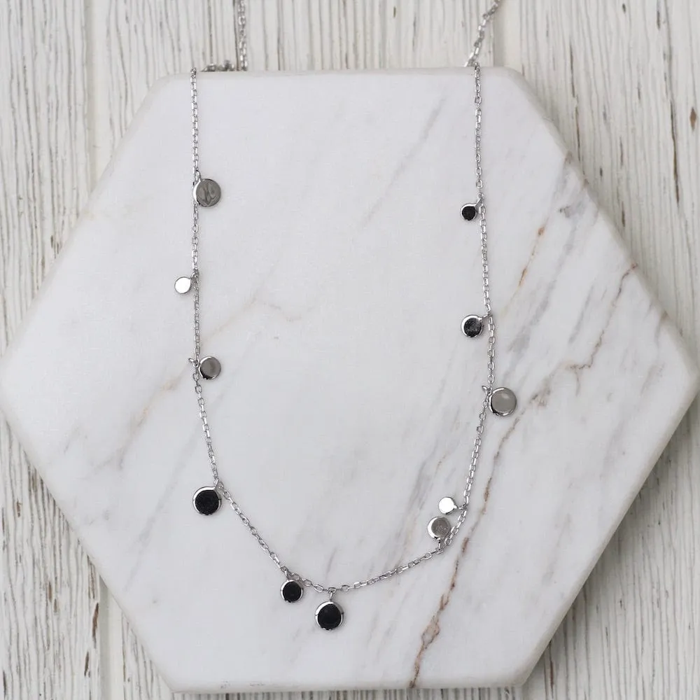 Silver Geometry Mixed Discs Necklace