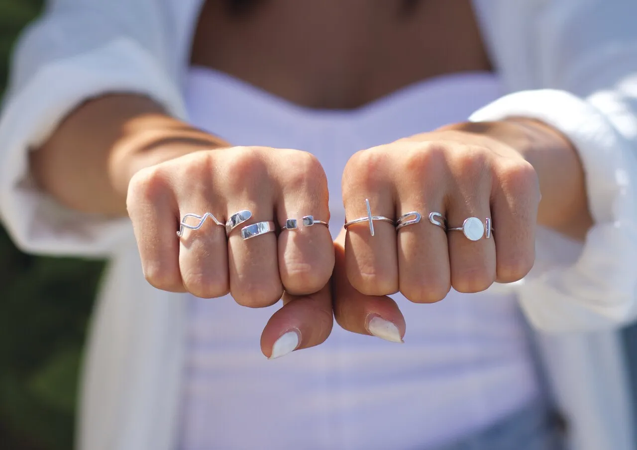 Silver Large Adjustable Open Band Ring