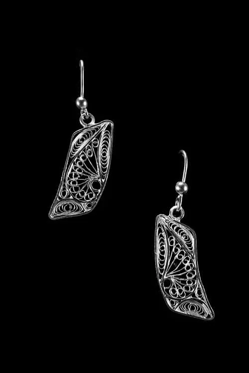 Silver Linings "Paisley" Silver Filigree Handmade Dangle Earrings