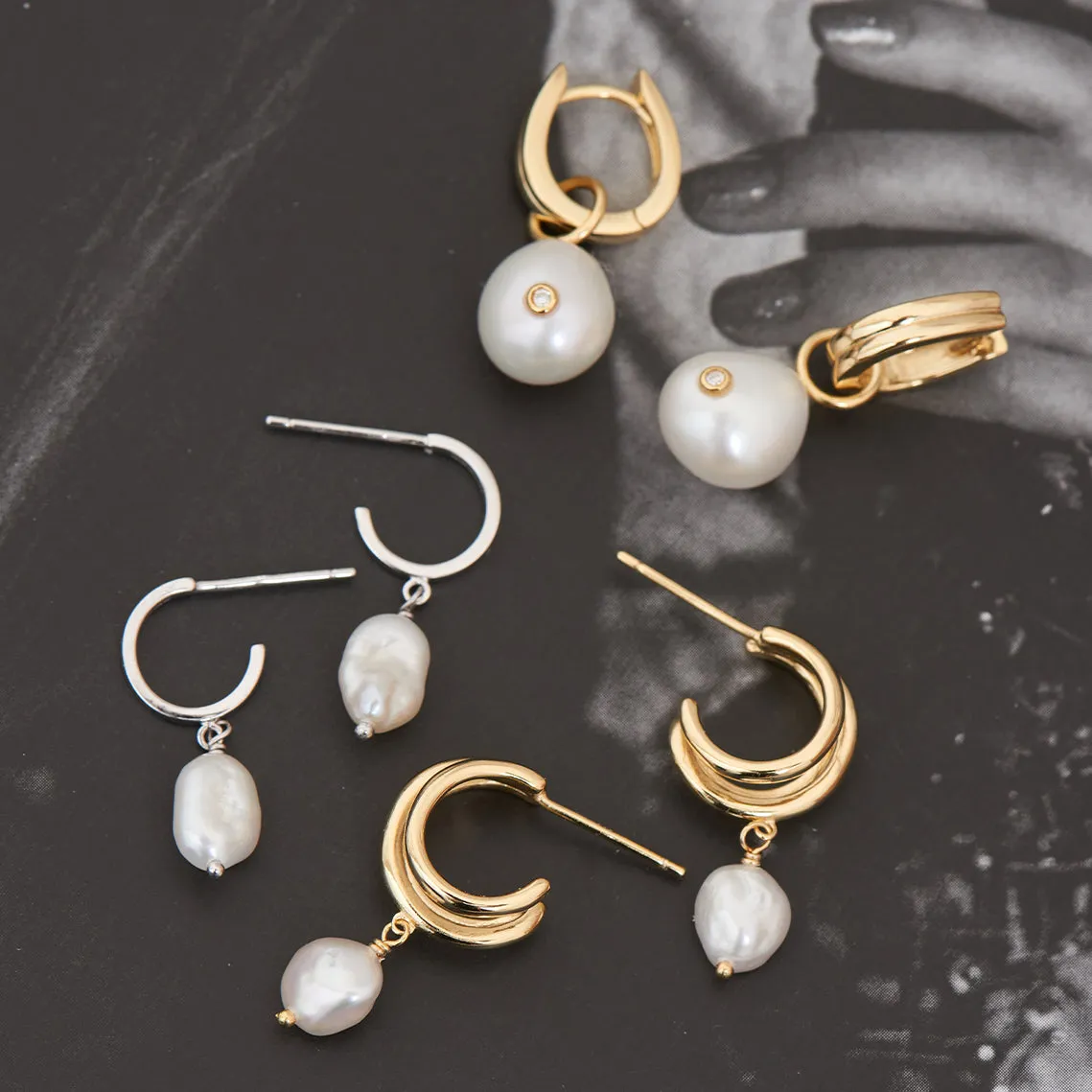 Silver Pearl Mini Hoop Earrings