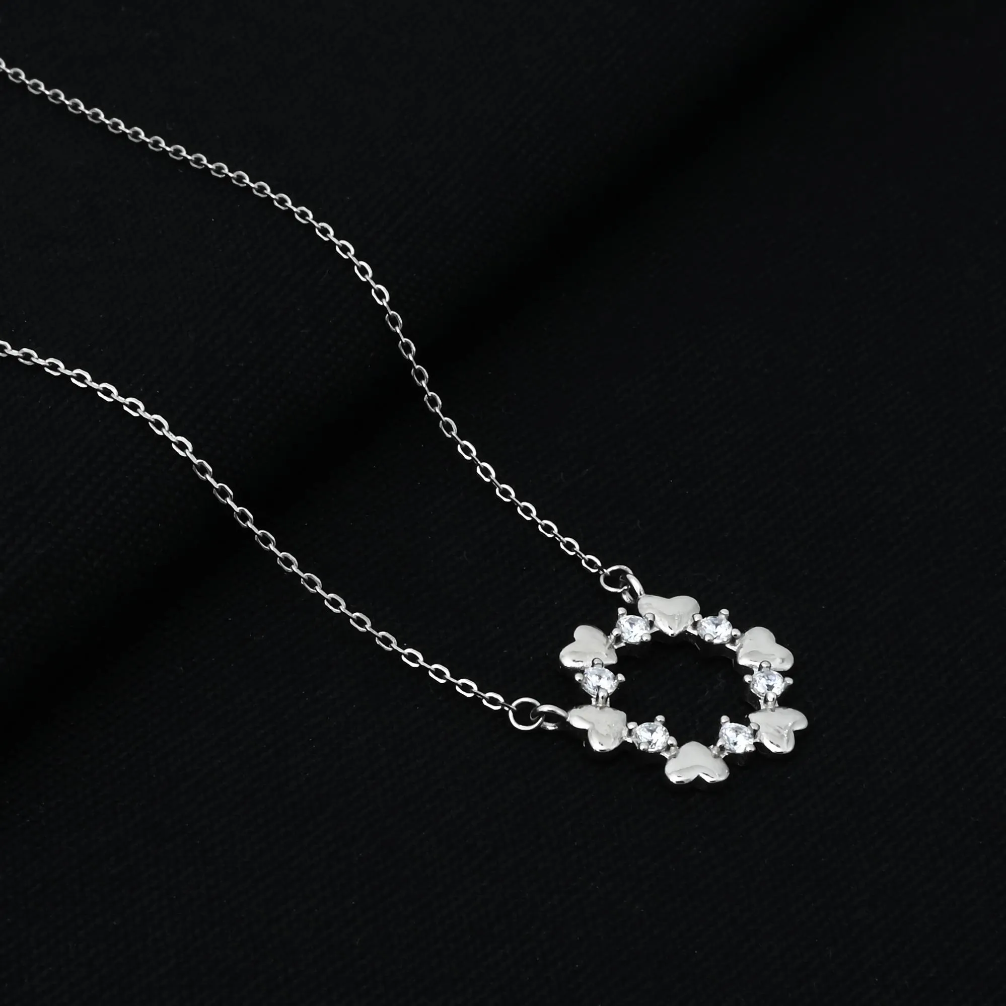 Silver Shiny Floral Chain Pendant