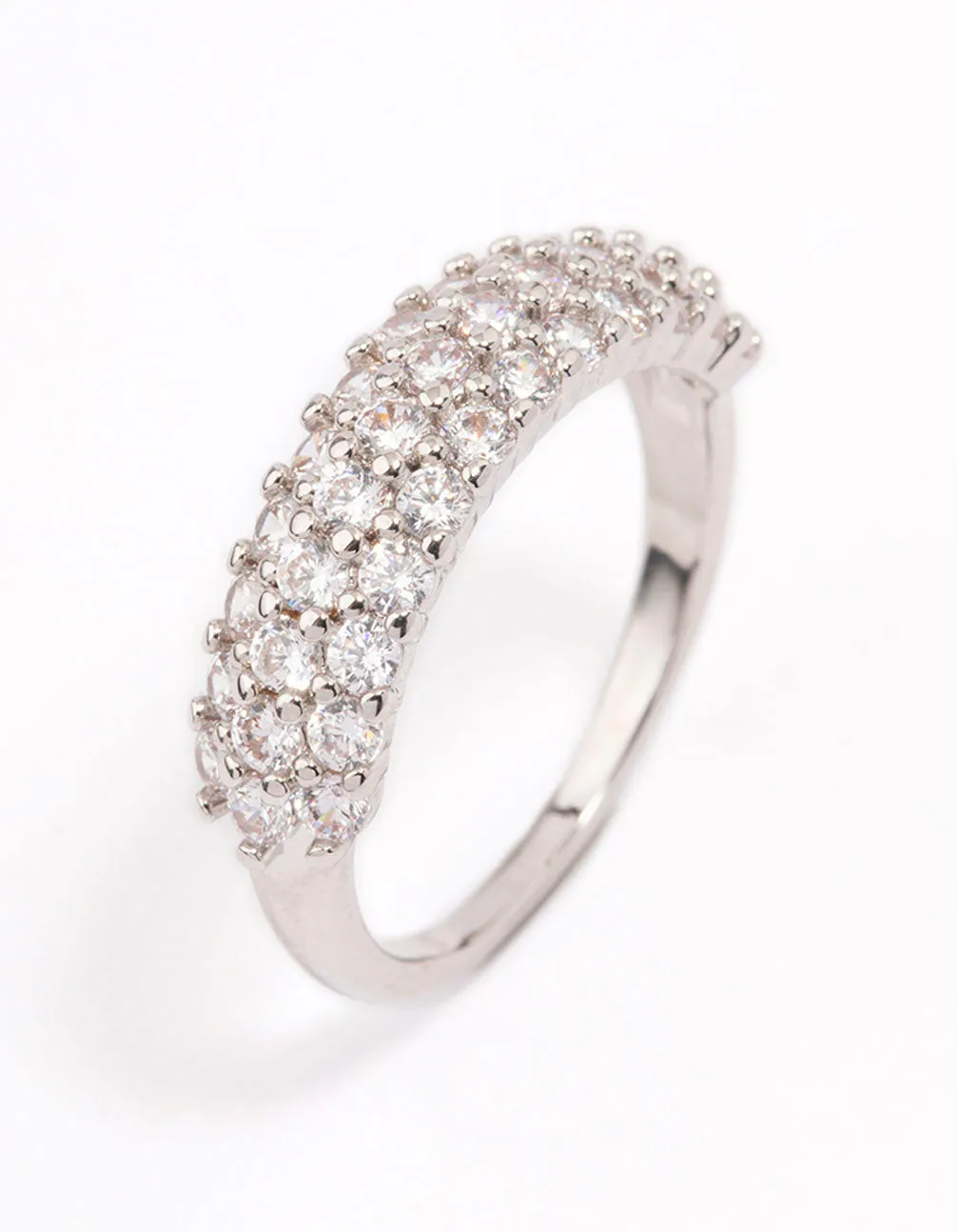 Silver Slim Cubic Zirconia Band Ring