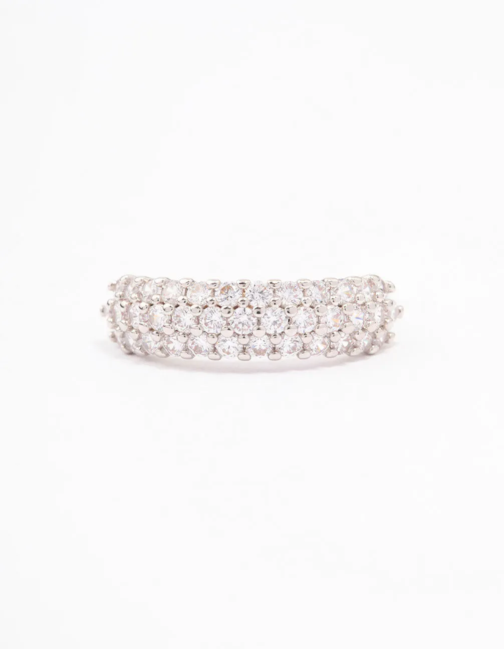 Silver Slim Cubic Zirconia Band Ring