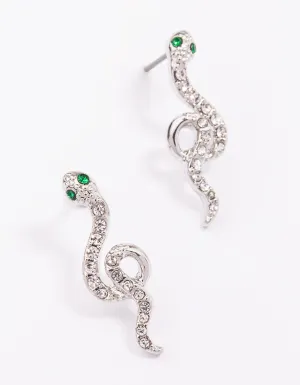 Silver Small Snake Stud Earrings