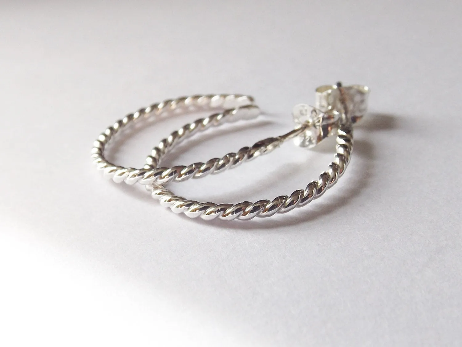 Silver Twist Hoop Earrings, Post Earrings,Sterling Earrings,Post Earrings,Hoop Earrings,Textured Earrings,Minimalist Earrings,Post Earrings