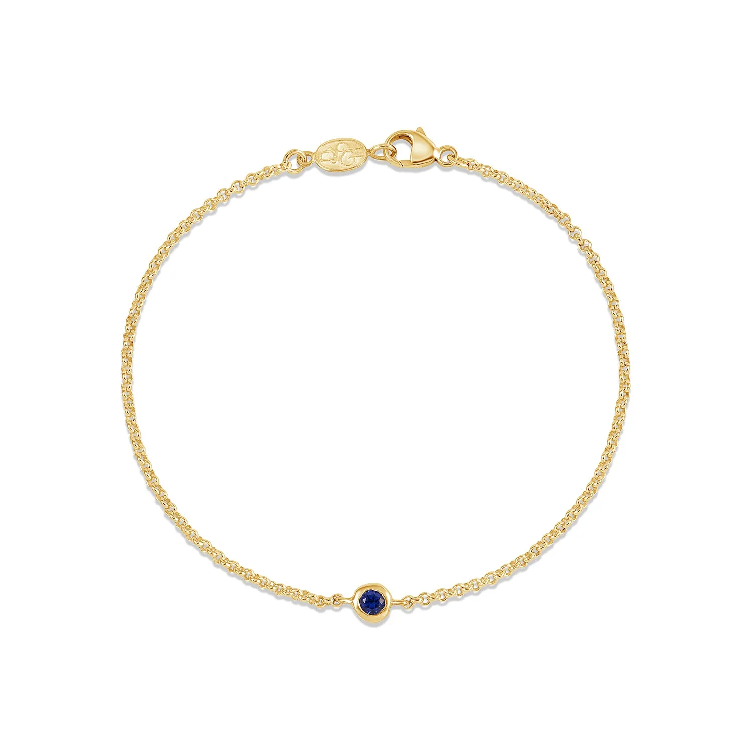 Single Blue Sapphire Dewdrop Chain Bracelet