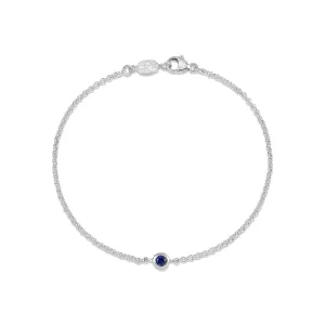 Single Blue Sapphire Dewdrop Chain Bracelet