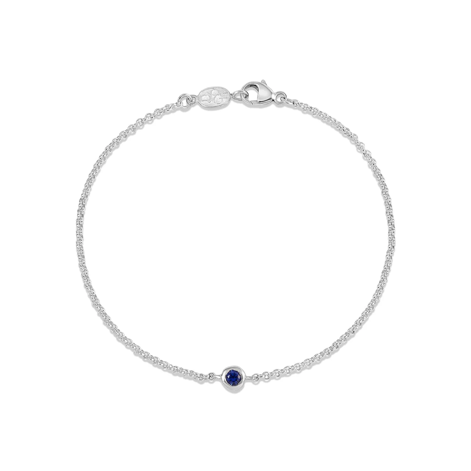 Single Blue Sapphire Dewdrop Chain Bracelet