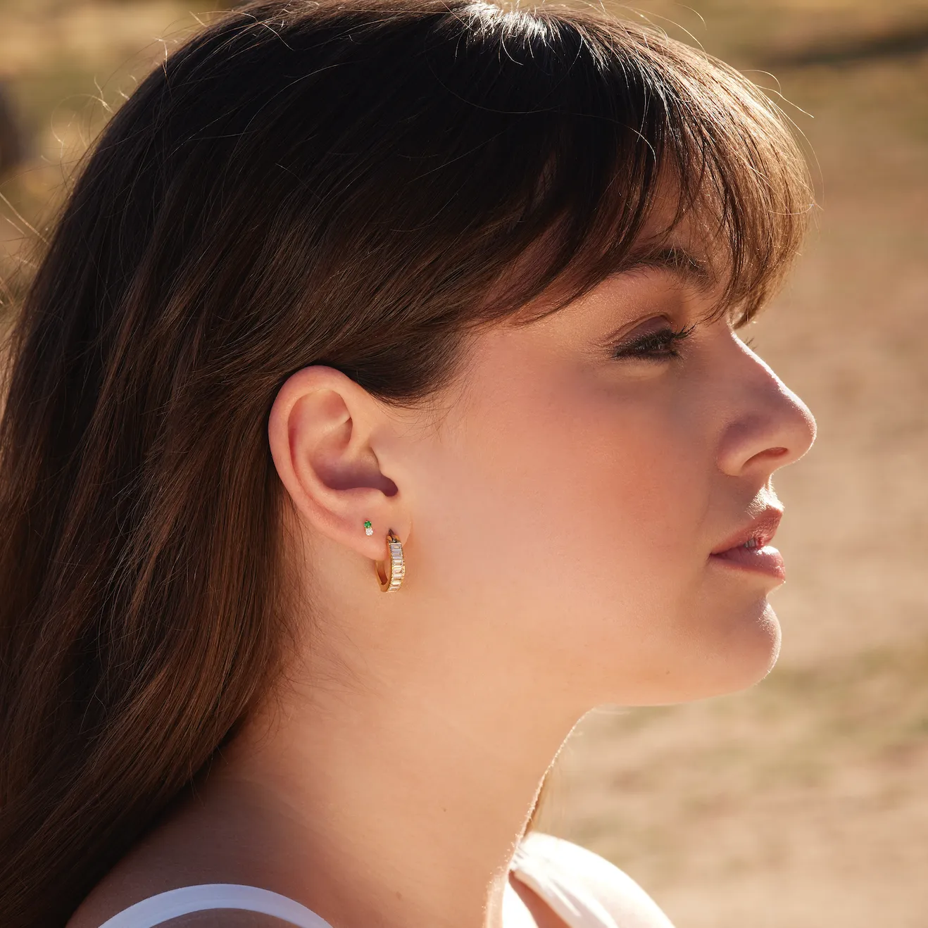 Small Baguette Hoop Earrings