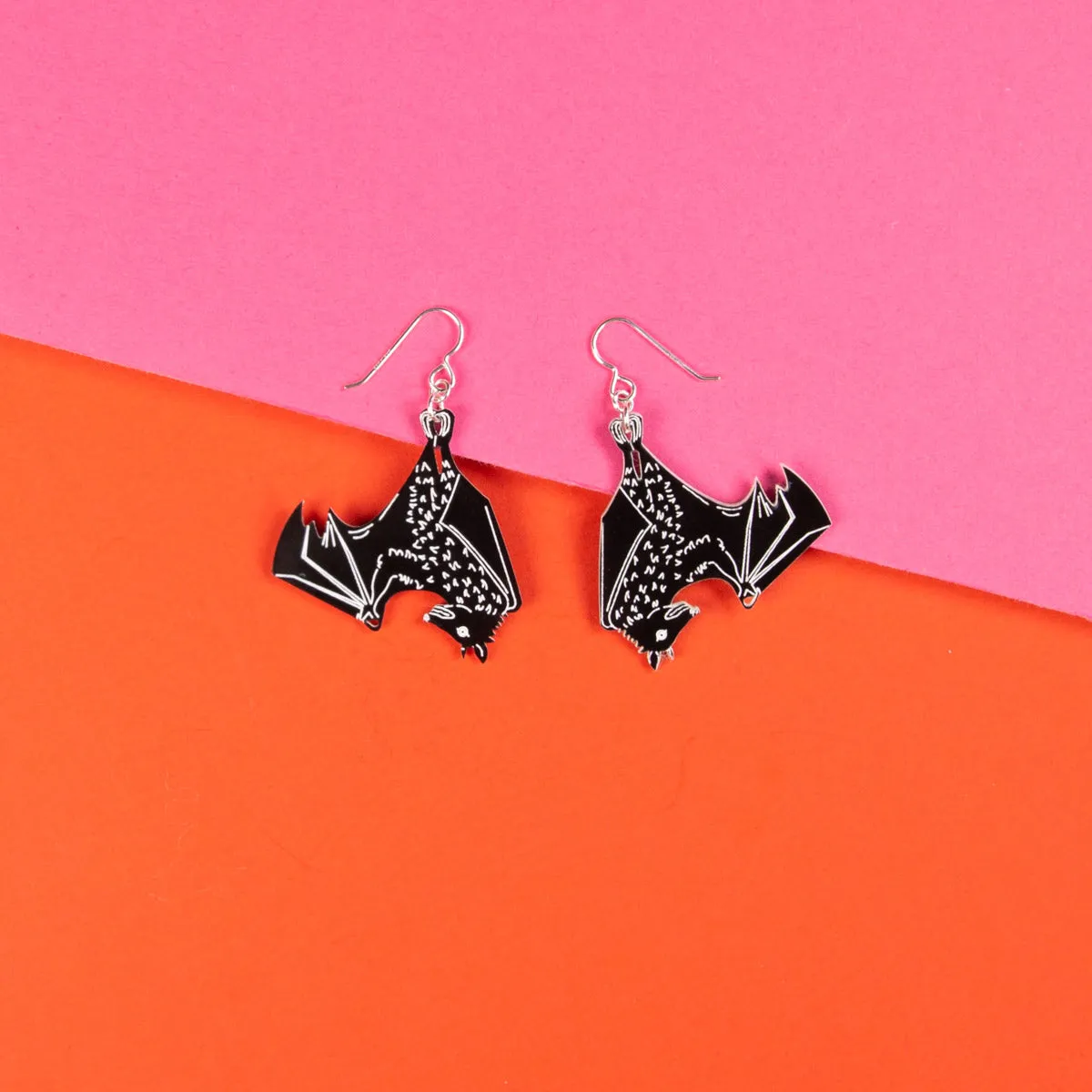 Small Black Bat Earrings