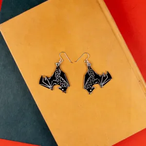 Small Black Bat Earrings