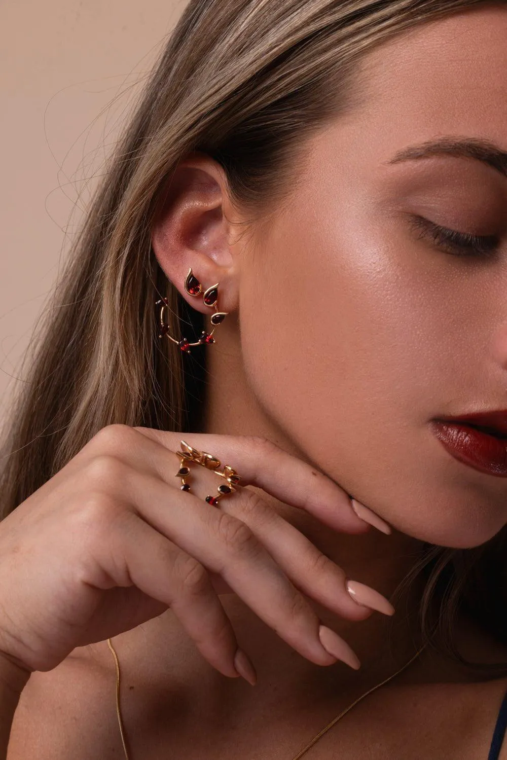 Small Garnet Flicker Earrings