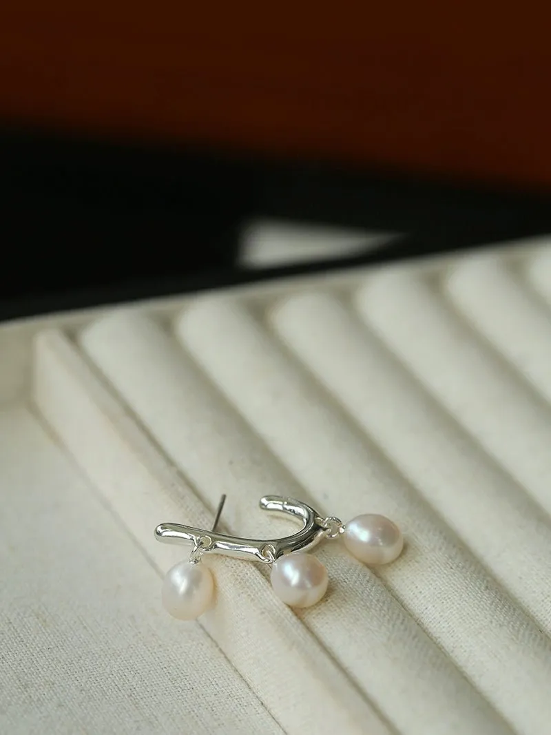 Small Grape Natural Pearl Drop Earrings