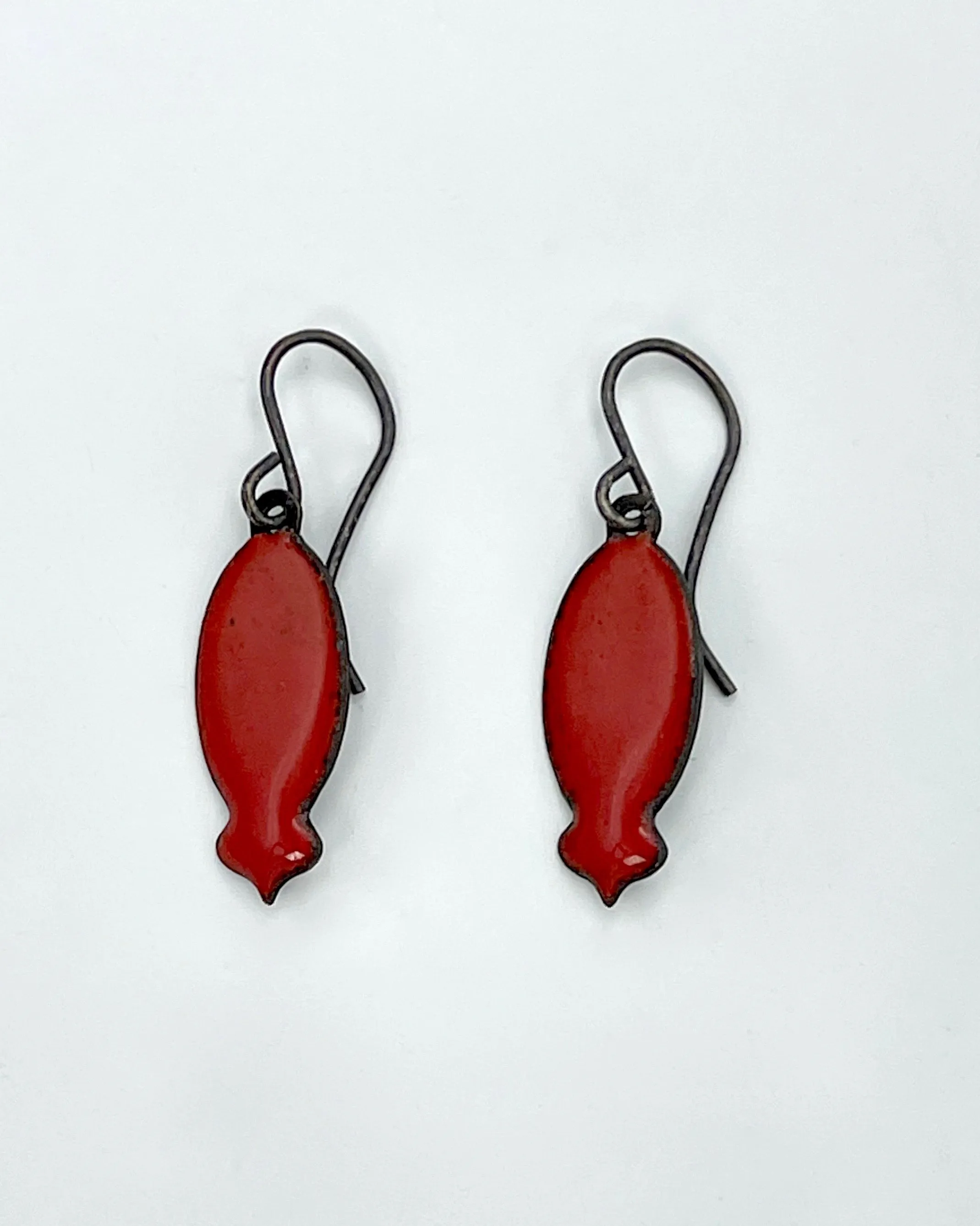 Small Laser Oval Enamel Earrings