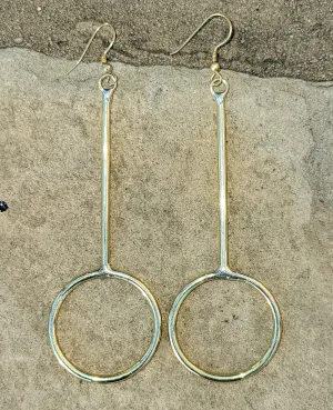 Small Linear Hoop Brass Earrings