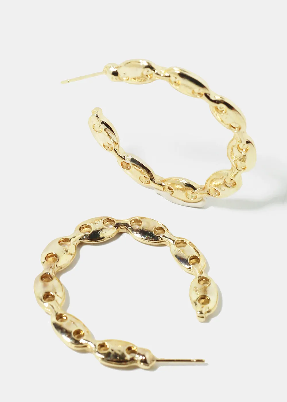 Small Linked Chain Hoop Earrings