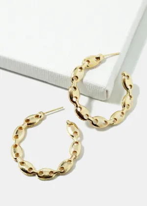 Small Linked Chain Hoop Earrings