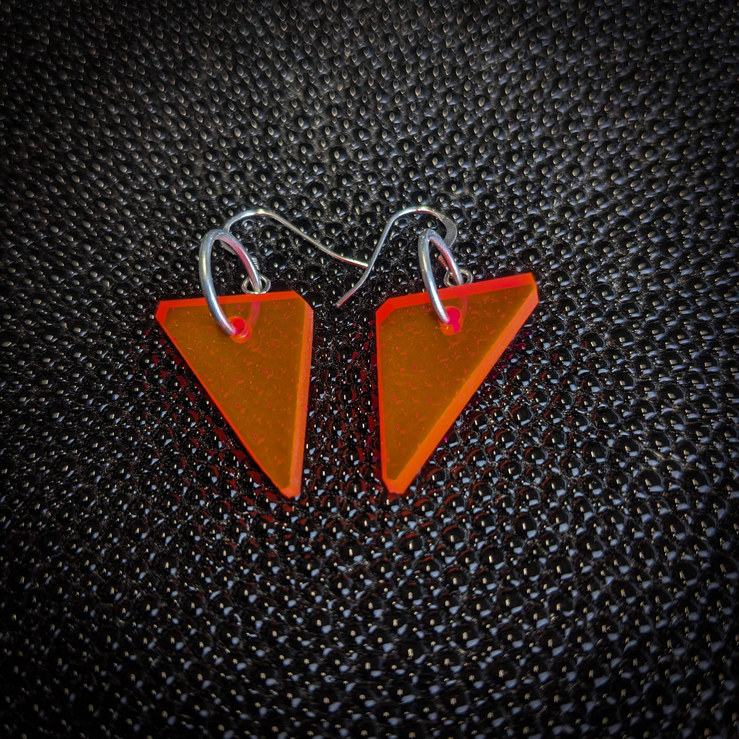 Small Neon Orange Triangles Dangle Earrings