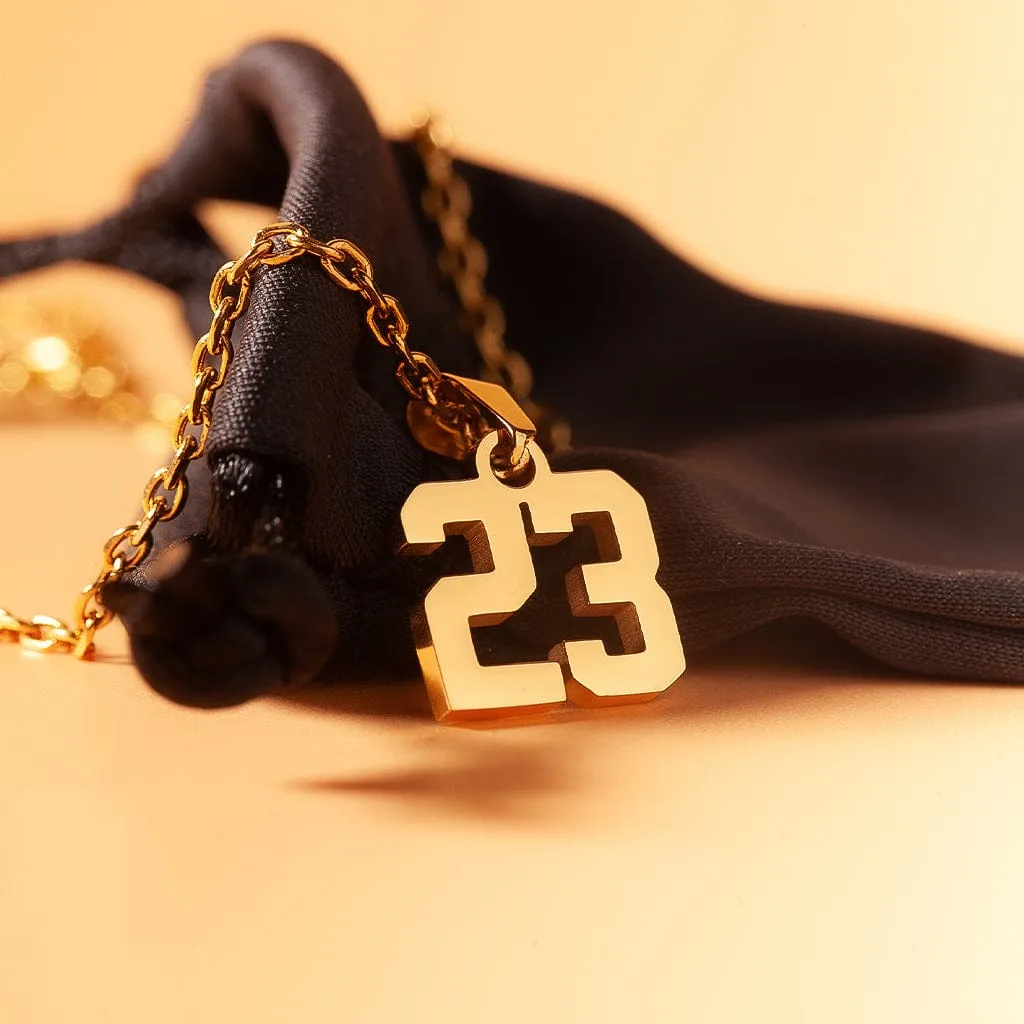 Small Number Pendant Necklace - Gold